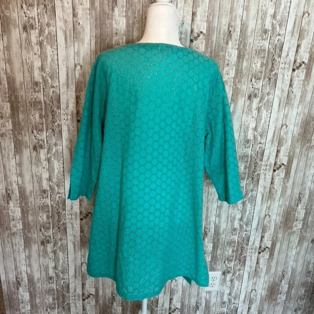Talbots Teal Eyelet Swim Cover-Up Tunic - Picture 4 of 5